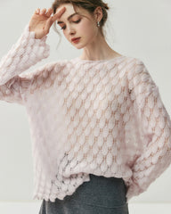 Breathable Silk Cashmere Crew Neck Pullover Sweater