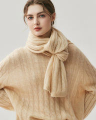 Cable Knit Cashmere Silk Scarf Wrap