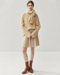 Cable Knit Cashmere Silk Scarf Wrap