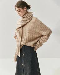Cable Knit Cashmere Silk Scarf Wrap