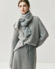 Cable Knit Cashmere Silk Scarf Wrap