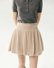 Cashmere Silk Gathered Knit Mini Skirt