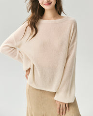 Cashmere Silk Relaxed Crew Neck Sweater