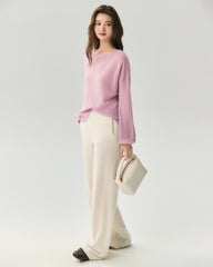 Cashmere Silk Relaxed Crew Neck Sweater