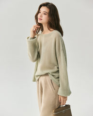 Cashmere Silk Relaxed Crew Neck Sweater