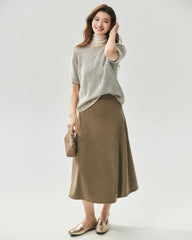 Cashmere Silk Tweed Trim Knit Top and Cardigan