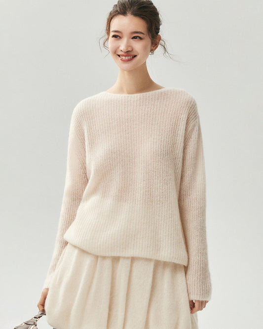 Cashmere Silk Boat Neck Sweater