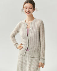 Cashmere Silk Cable Knit Cardigan