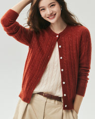 Cashmere Silk Cable Knit Cardigan