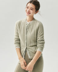Cashmere Silk Cable Knit Cardigan