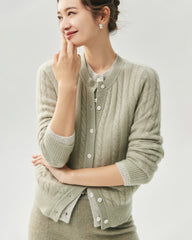 Cashmere Silk Cable Knit Cardigan