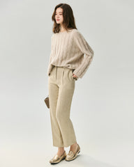 Cashmere Silk Chunky Cable Knit Sweater