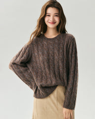 Cashmere Silk Chunky Cable Knit Sweater