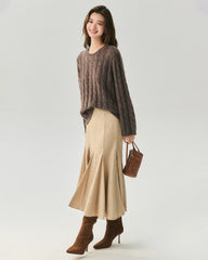 Cashmere Silk Chunky Cable Knit Sweater