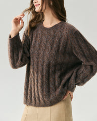Cashmere Silk Chunky Cable Knit Sweater