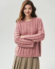 Cashmere Silk Chunky Cable Knit Sweater