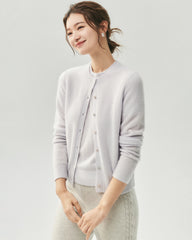 Cashmere Silk Crew Neck Knit Top and Cardigan