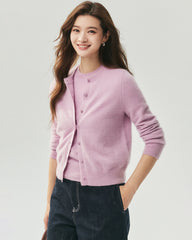 Cashmere Silk Crew Neck Knit Top and Cardigan