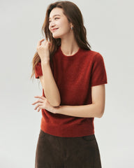 Cashmere Silk Crew Neck Knit Top and Cardigan