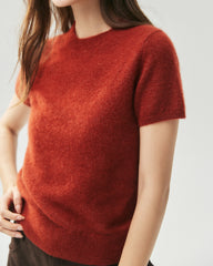 Cashmere Silk Crew Neck Knit Top and Cardigan