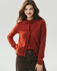 Cashmere Silk Crew Neck Knit Top and Cardigan
