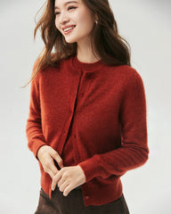 Cashmere Silk Crew Neck Knit Top and Cardigan