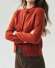 Cashmere Silk Crew Neck Knit Top and Cardigan