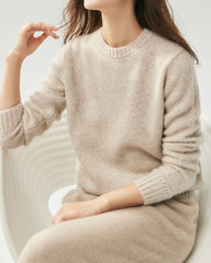 Cashmere Silk Crew Neck Marled Sweater