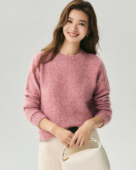 Cashmere Silk Crew Neck Marled Sweater