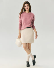 Cashmere Silk Crew Neck Marled Sweater