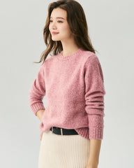 Cashmere Silk Crew Neck Marled Sweater