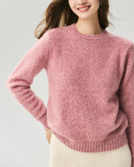 Cashmere Silk Crew Neck Marled Sweater
