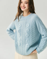 Cashmere Silk Embroidered Crochet Sweater