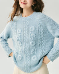 Cashmere Silk Embroidered Crochet Sweater