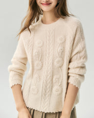 Cashmere Silk Embroidered Crochet Sweater