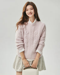 Cashmere Silk Embroidered Crochet Sweater