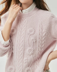Cashmere Silk Embroidered Crochet Sweater