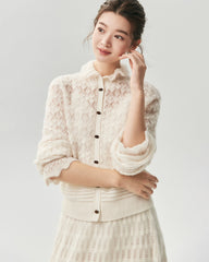 Cashmere Silk Open Knit Cardigan and Maxi Skirt