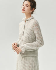 Cashmere Silk Open Knit Cardigan and Maxi Skirt