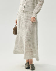 Cashmere Silk Open Knit Cardigan and Maxi Skirt