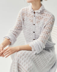 Cashmere Silk Open Knit Cardigan and Maxi Skirt