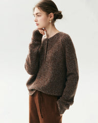 Cashmere Silk Raglan Half Button Sweater