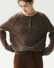Cashmere Silk Raglan Half Button Sweater