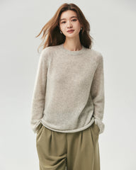 Cashmere Silk Rolled Edge Raglan Sweater
