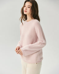 Cashmere Silk Rolled Edge Raglan Sweater