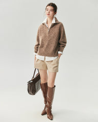 Cashmere Silk Saddle Shoulder Relaxed Sweater