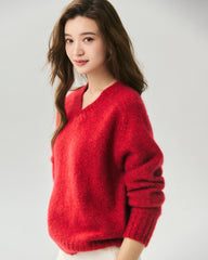 Cashmere Silk Saddle Shoulder V-Neck Sweater