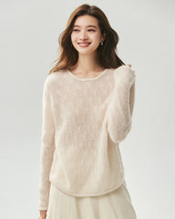 Cashmere Silk Vertical Openwork Sweater