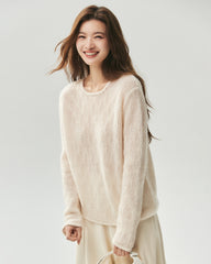 Cashmere Silk Vertical Openwork Sweater