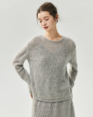Cashmere Silk Vertical Openwork Sweater